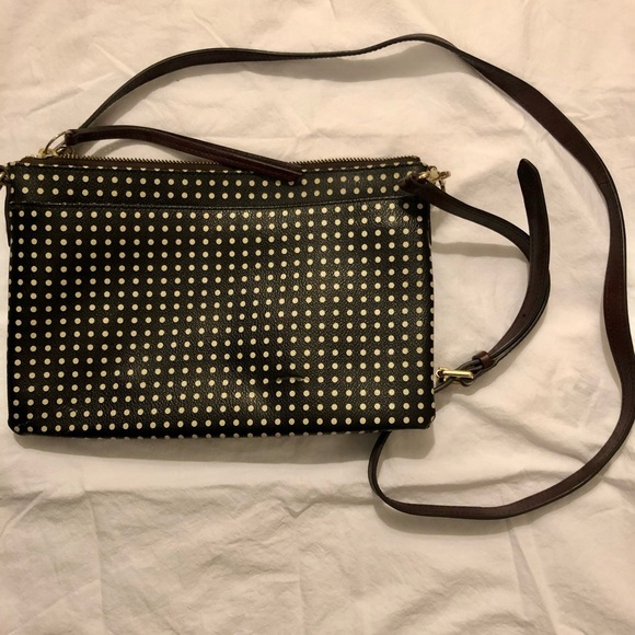 Fossil Bags Fossil Black And White Polka Dot Crossbody Bag Poshmark